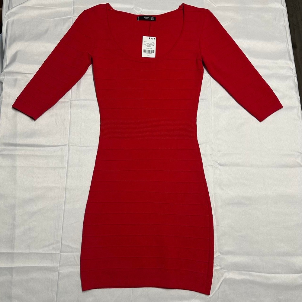 MNG Basics by Mango fitted red dress